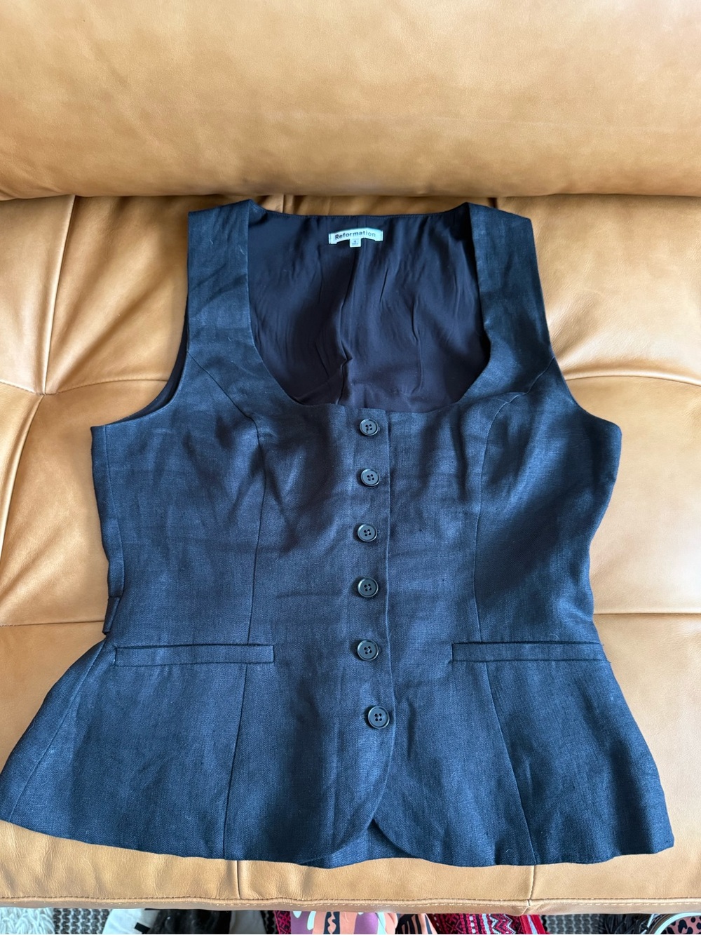 Reformation Delanie Tailored Black Vest